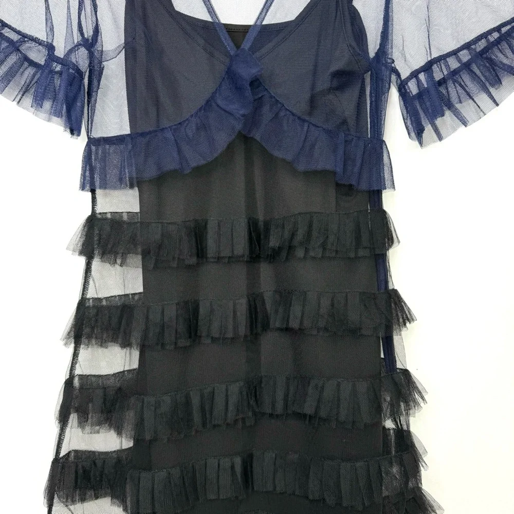 NEW Never Fully Dressed Kate Sheer Ruffled Mini Dress - Picture 7 of 15